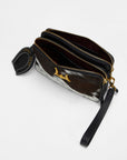 Shell Mini Purse In Black & White Cowhide