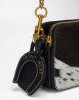 Shell Mini Purse In Black & White Cowhide