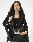 Shell Mini Purse In Black & White Cowhide