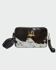 Shell Mini Purse In Black & White Cowhide