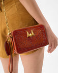 Shell Mini Purse In Handtooled Leather