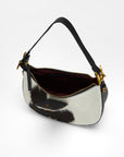LW Hobo Medium Purse In Black & White Cowhide