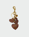 Heart Shape Keychain In Hand Finished Embossed Leather - Brown