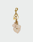 Heart Shape Keychain In Hand Finished Embossed Leather - White