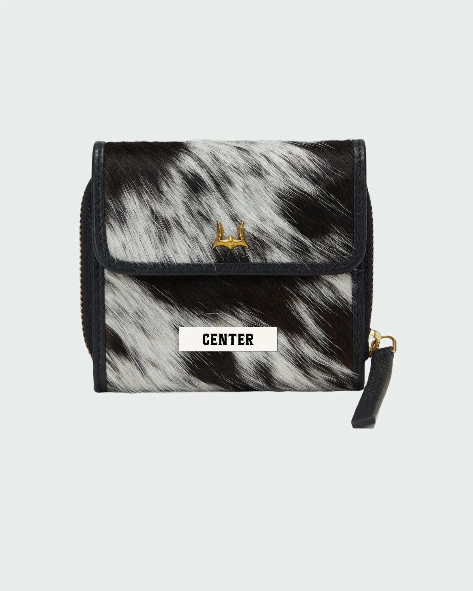 Sophia Card Holder In Black & White Cowhide
