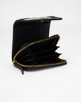 Sophia Card Holder In Black & White Cowhide