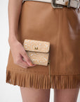 Sophia Card Holder In Hand Finished Embossed Leather - White