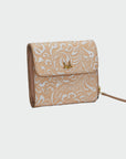 Sophia Card Holder In Hand Finished Embossed Leather - White