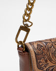 The LW On The Go Mini Chain Bag- In Handtooled Leather