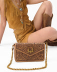 The LW On The Go Mini Chain Bag- In Handtooled Leather