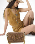 The LW On The Go Mini Chain Bag- In Handtooled Leather