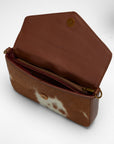 The LW On The Go Mini Chain Bag- In Brown & White Cowhide And Calfskin
