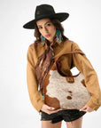 LW Large Purse - In Brown & White Cowhide & Calfskin
