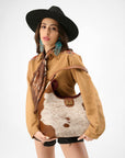 LW Large Purse - In Brown & White Cowhide & Calfskin