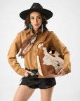 LW Large Purse - In Brown & White Cowhide & Calfskin