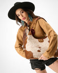 LW Large Purse - In Brown & White Cowhide & Calfskin
