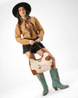 LW Large Purse - In Brown & White Cowhide & Calfskin
