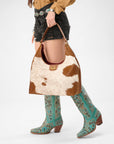 LW Large Purse - In Brown & White Cowhide & Calfskin