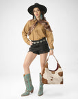 LW Large Purse - In Brown & White Cowhide & Calfskin