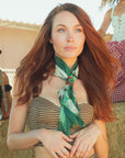 Daylight'S Ballet Silk Scarves With Handtooled Leather Slider - Western Sky