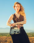 LW SCRAPPY MEDIUM CHAIN BAG IN COWHIDE AND BLACK CALFSKIN