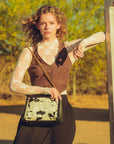 LW SCRAPPY MEDIUM CHAIN BAG IN COWHIDE AND BLACK CALFSKIN