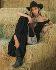 Bandana Canyon Silk Scarves With Handtooled Leather Slider - Saddle Brown