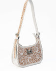 Dannia Medium Purse - Ivory Dust Handtooled Leather And Calfskin