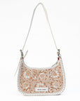 Dannia Medium Purse - Ivory Dust Handtooled Leather And Calfskin