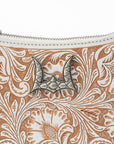 Dannia Medium Purse - Ivory Dust Handtooled Leather And Calfskin