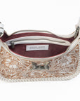 Dannia Medium Purse - Ivory Dust Handtooled Leather And Calfskin