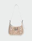 Dannia Medium Purse - Ivory Dust Handtooled Leather And Calfskin