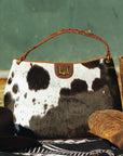 Lw Large Hobo Bag In Black & White Cowhide