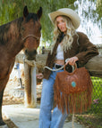 Sedona Tassle Bag In Saddle Brown