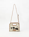 Alma Medium Hand Bag In Black & White Cowhide