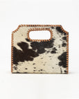 Alma Medium Hand Bag In Black & White Cowhide