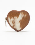Cupid Coin Pouch In Brown & White Cowhide
