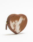 Cupid Coin Pouch In Brown & White Cowhide