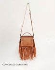 Floria Hand-Tooled Leather Medium Tassel Bag