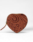 Cupid Coin Pouch In Hand Finished Embossed Leather - Brown