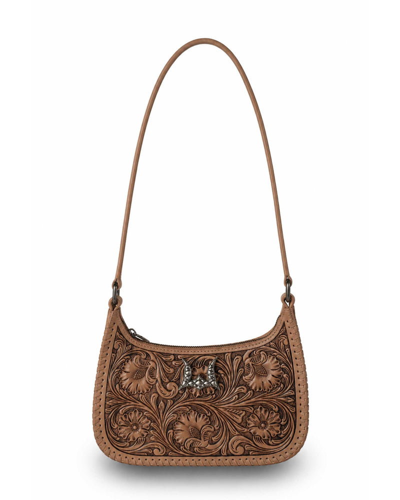 Handtooled Dannia Large Purse - Saddle Brown