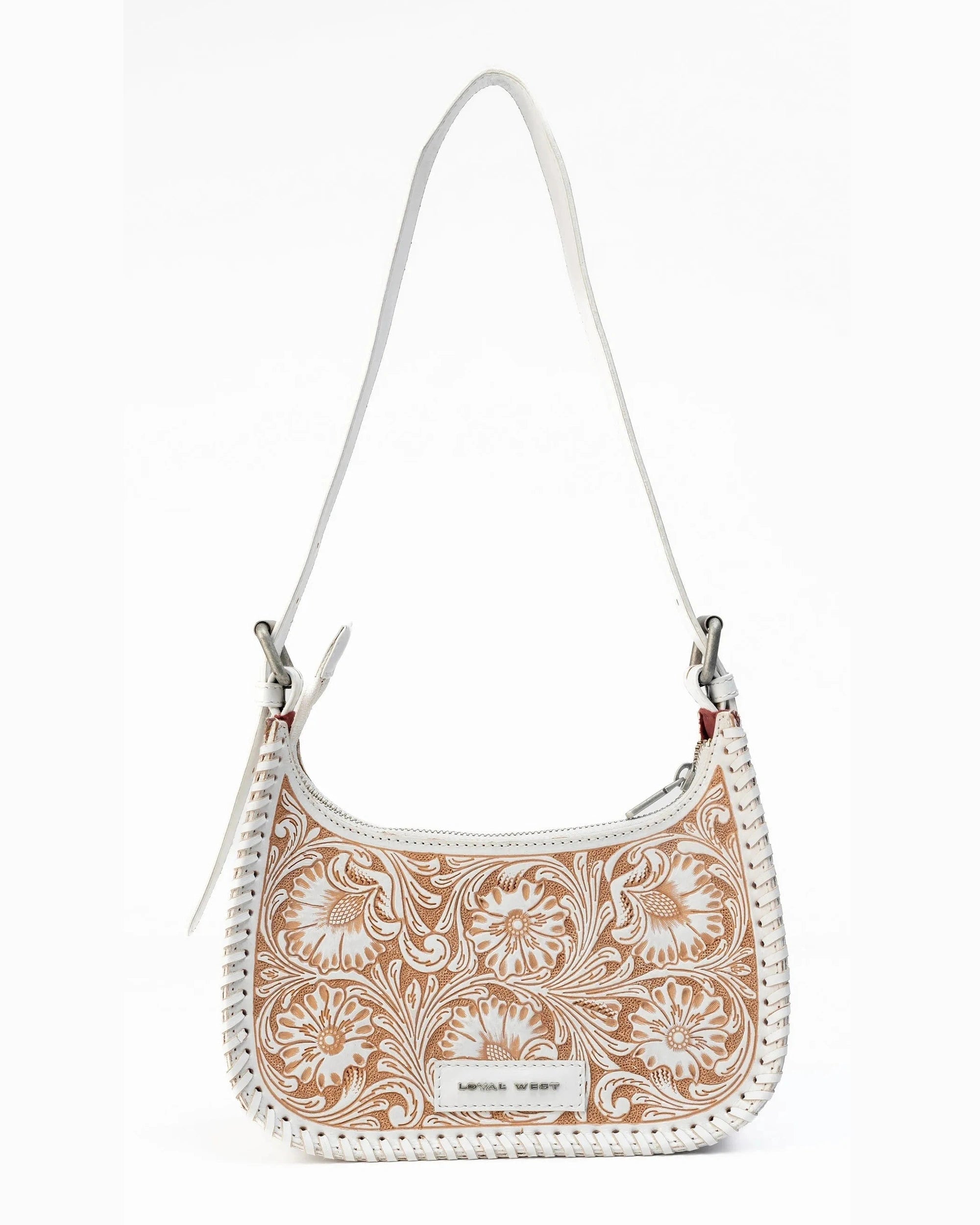 Dannia Medium Purse - Ivory Dust Handtooled Leather And Calfskin