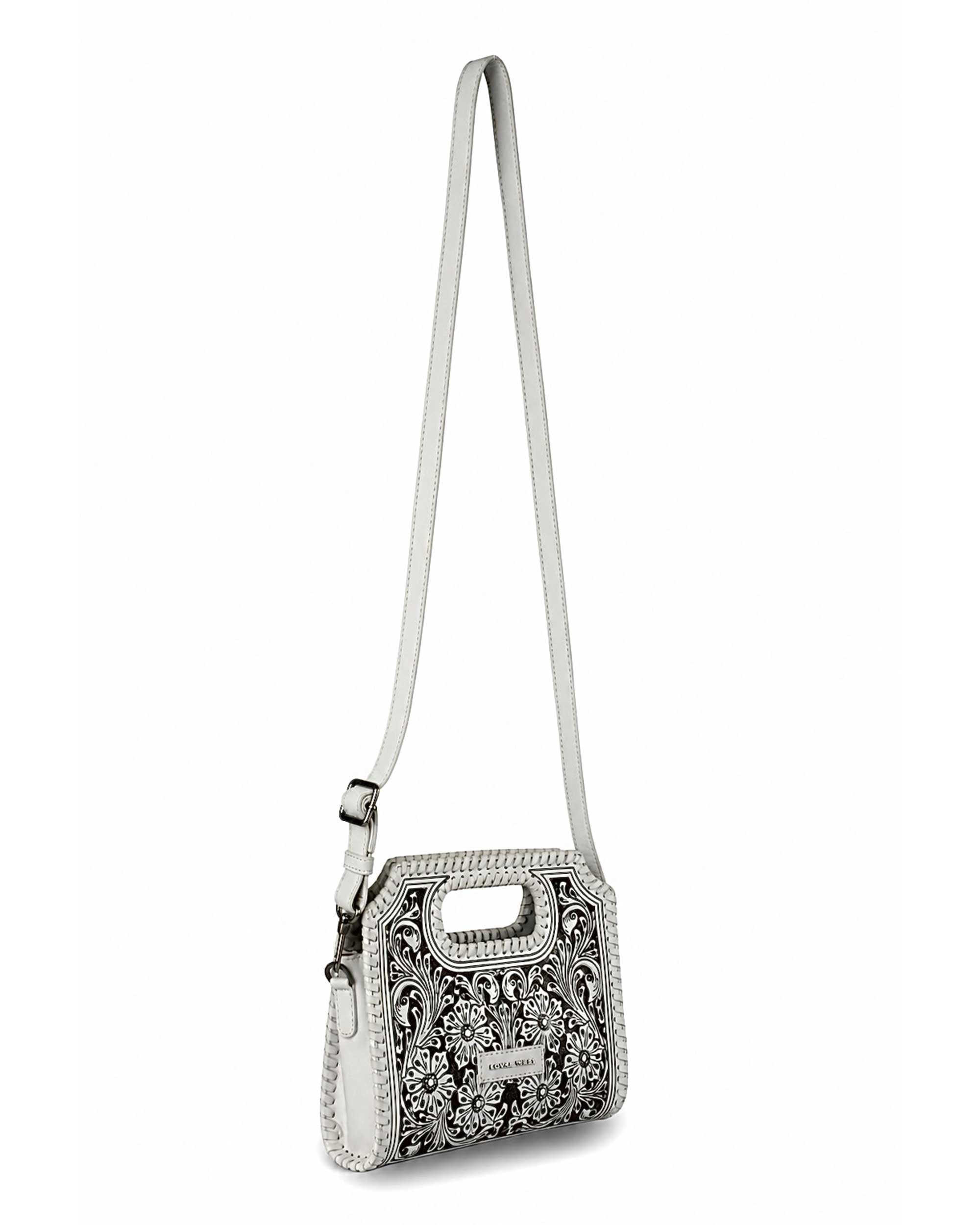 Handtooled Alma Medium Handbag - Ivory Dust