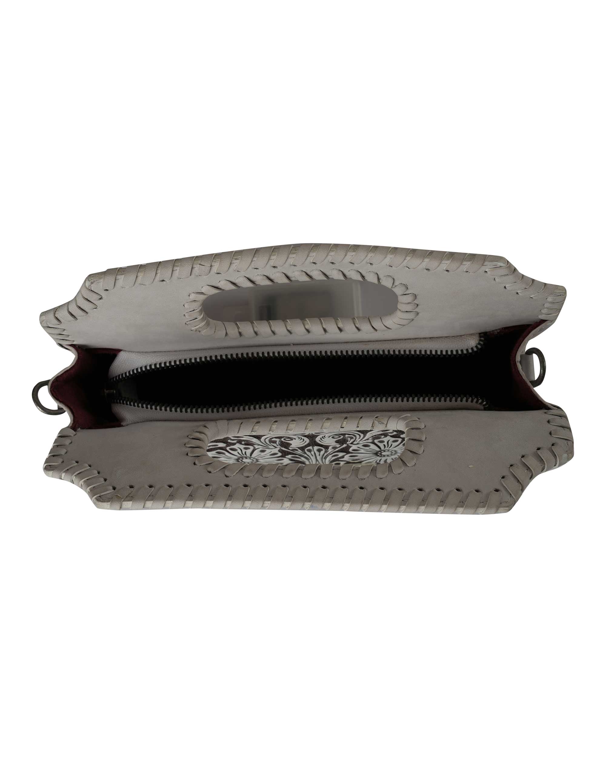 Handtooled Alma Medium Handbag - Ivory Dust
