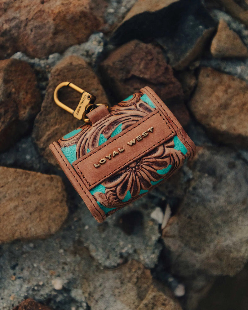 Handtooled Gloriana Clip On Bag Charm - Whiskey & Water