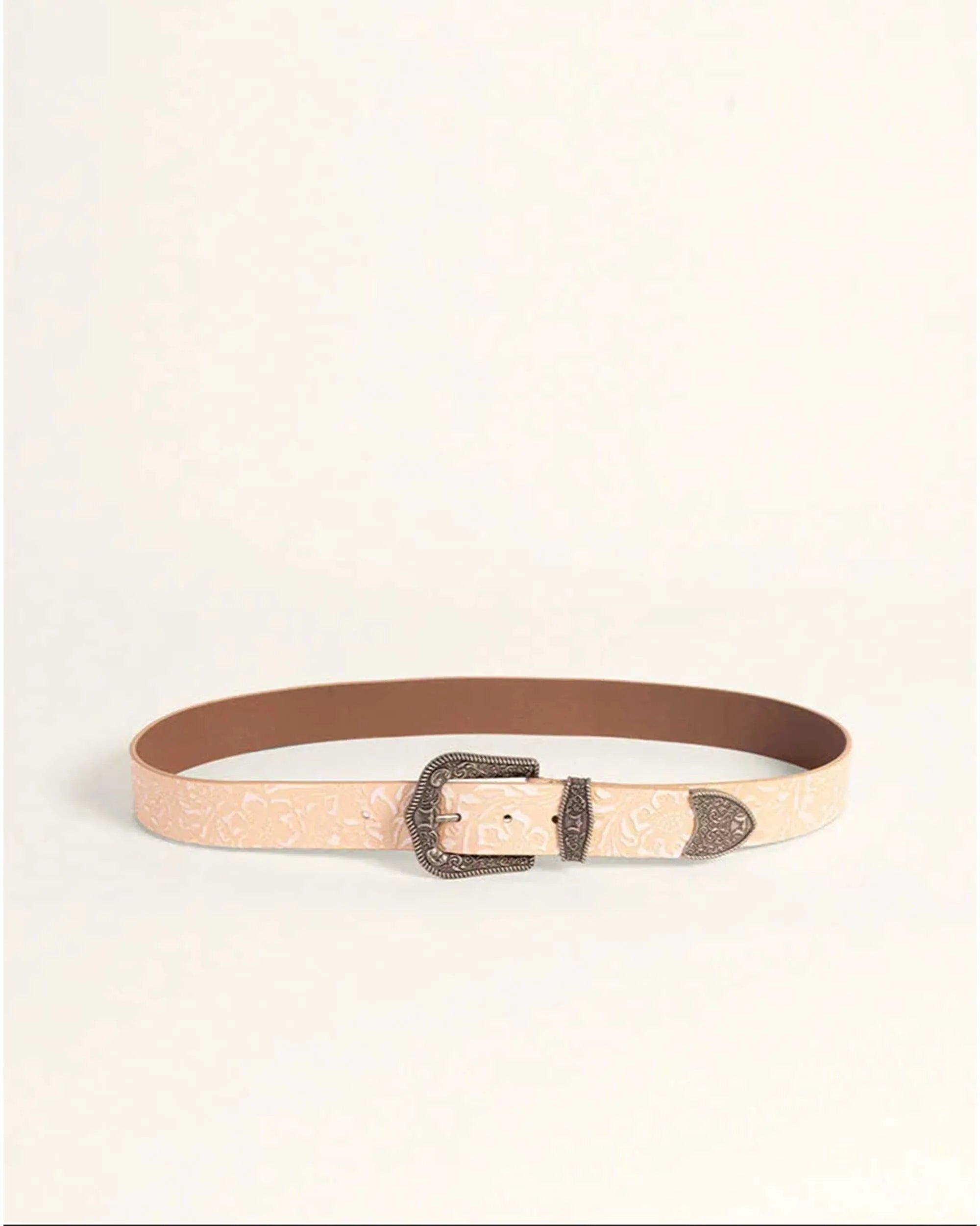 Sophia Belt - Beige Floral Leather