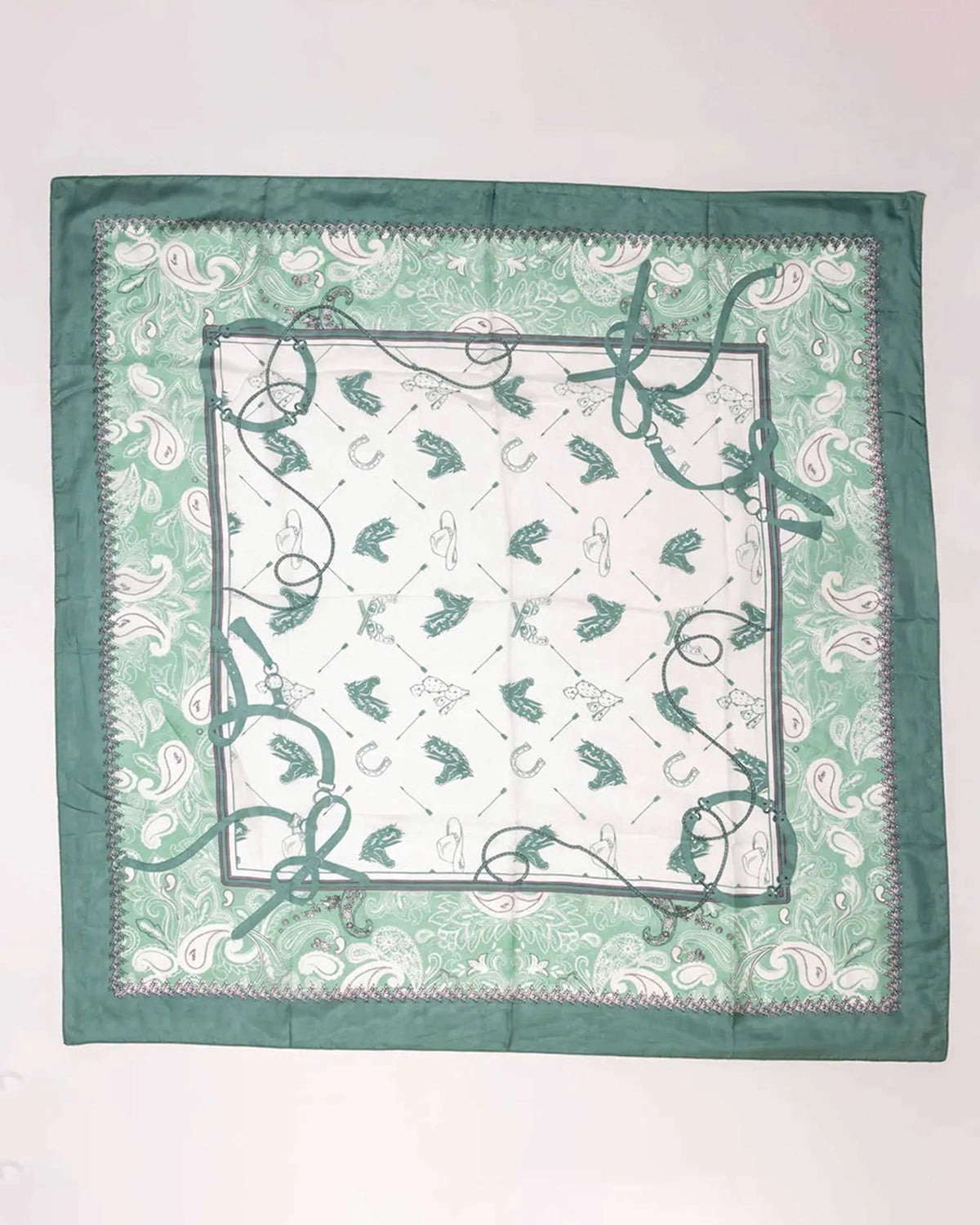 Daylight'S Ballet Silk Scarves With Handtooled Leather Slider - Western Sky