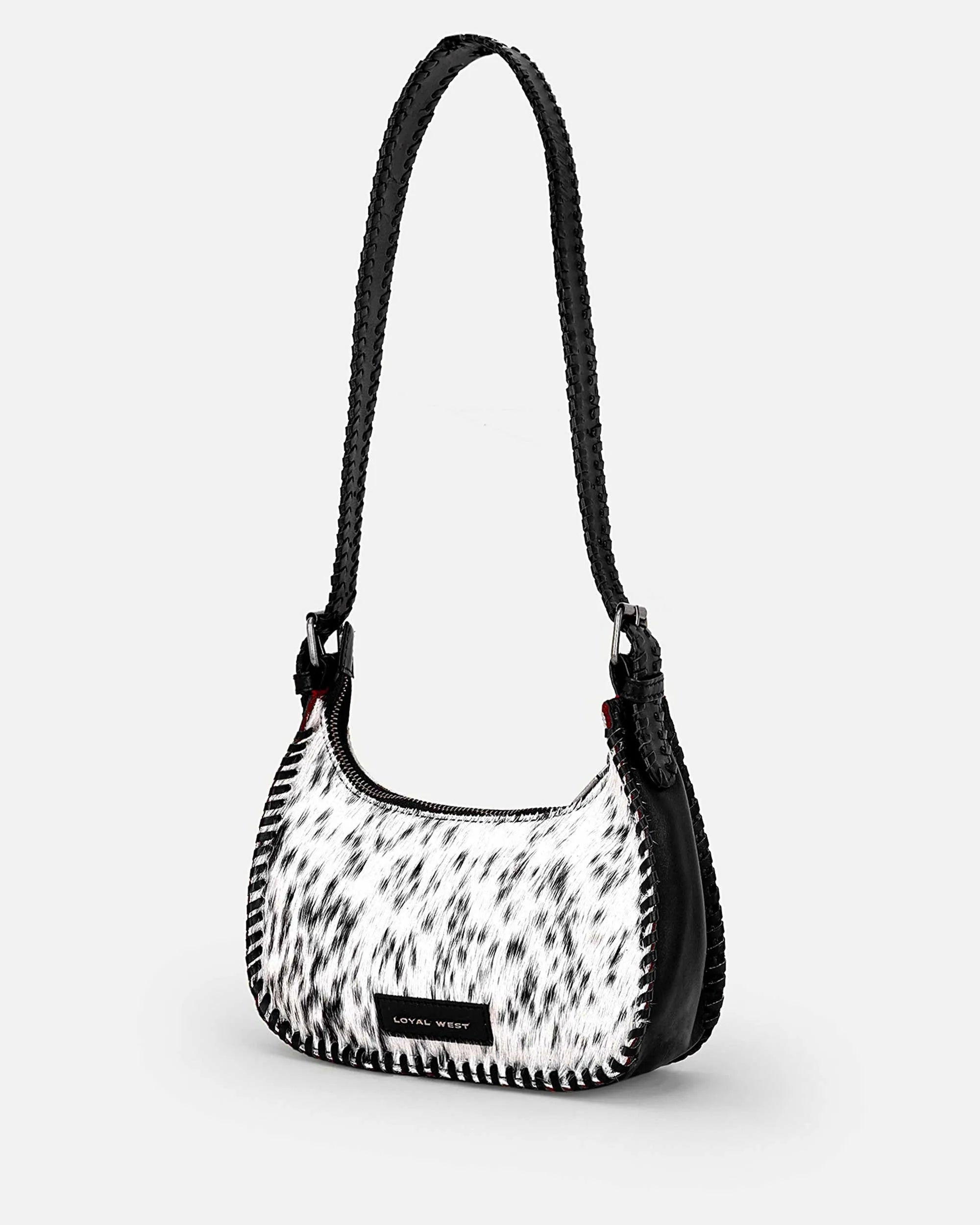 Dannia Medium Purse In Black &amp; White Cowhide