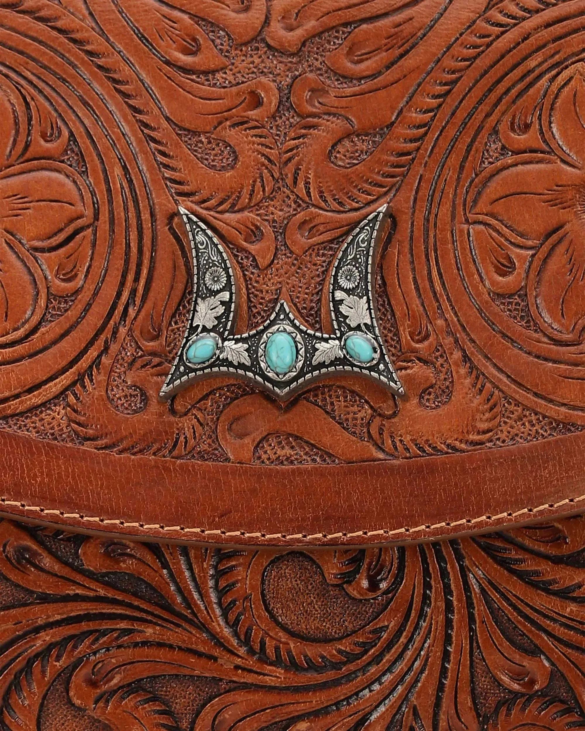 Classic Flap Medium Tassle Bag Floria Handtooled
