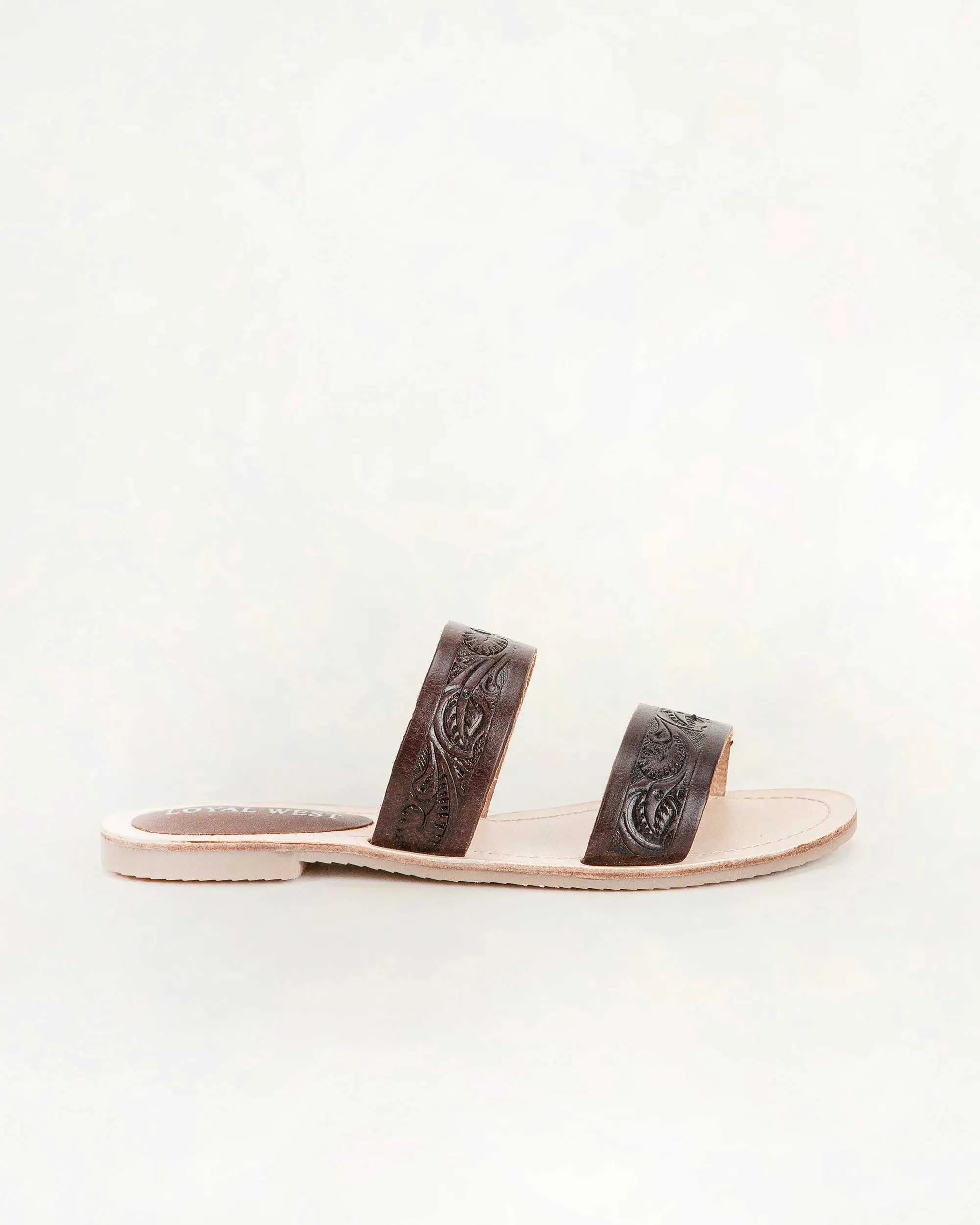 Mesa Wanderer Sandals - Black Handtooled Leather